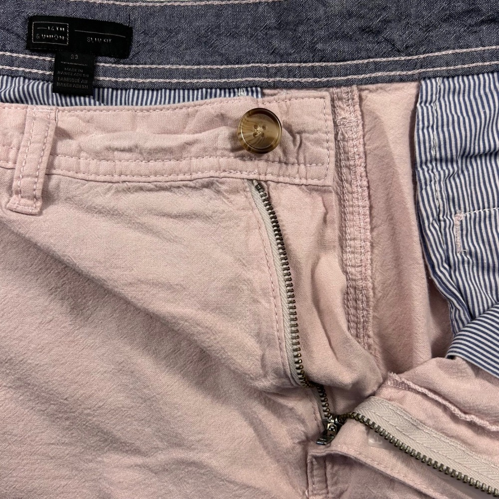 14th & Union Slim Fit Chino Shorts Mens 33 Light Pink Dusty Rose Blush - Picture 2 of 15